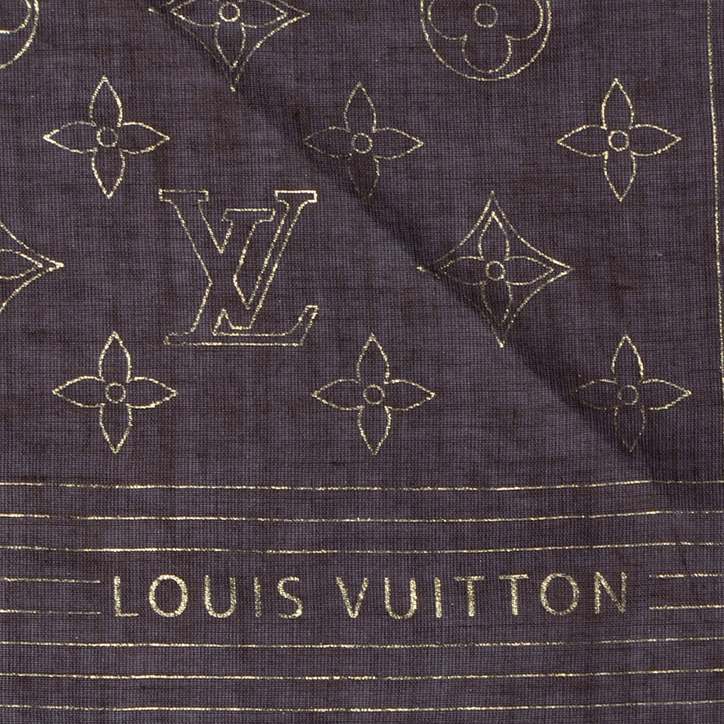 Cotton Monogram Scarf Brown and Gold