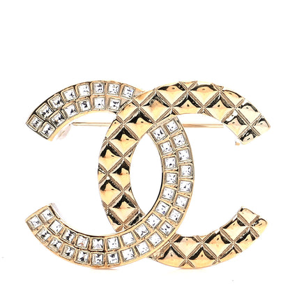 Chanel Baguette Crystal Quilted CC Brooch Gold 1 of 4