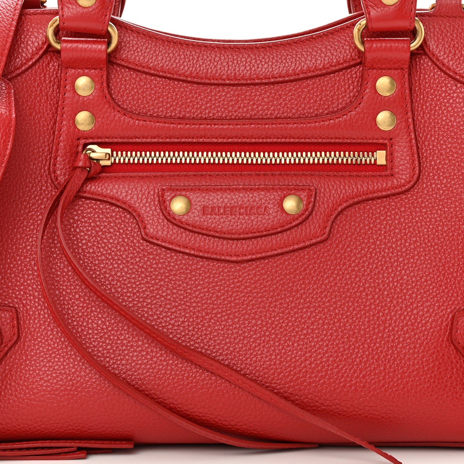 Balenciaga Grained Calfskin Neo Classic Gold Hardware S City Medium Red 8 of 10