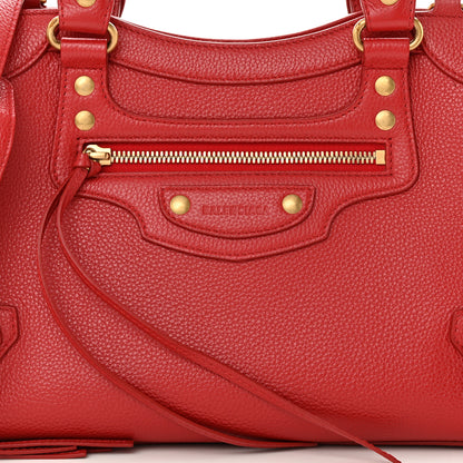 Balenciaga Grained Calfskin Neo Classic Gold Hardware S City Medium Red 8 of 10