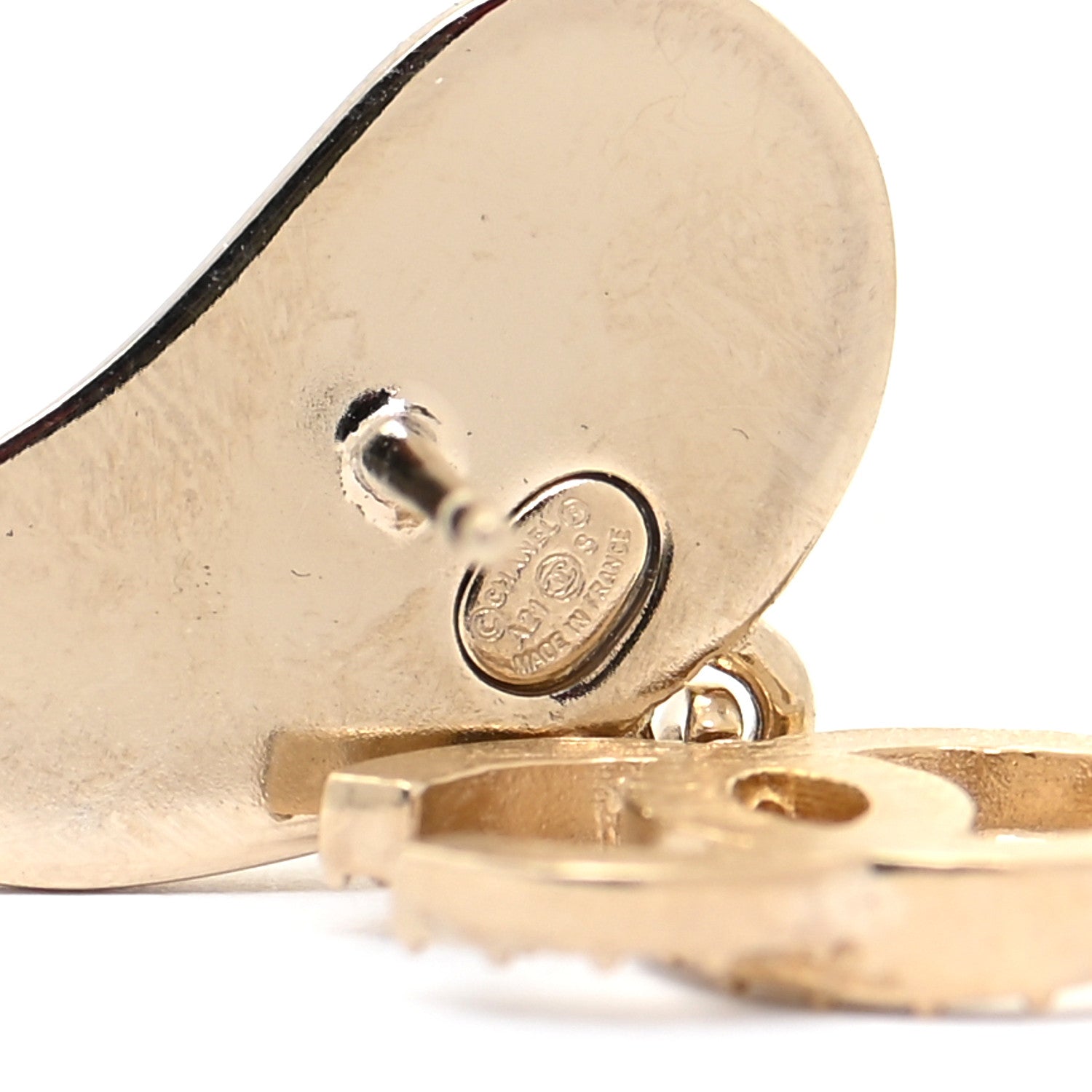 Chanel Crystal Pearl CC Drop Earrings Gold 4 of 5