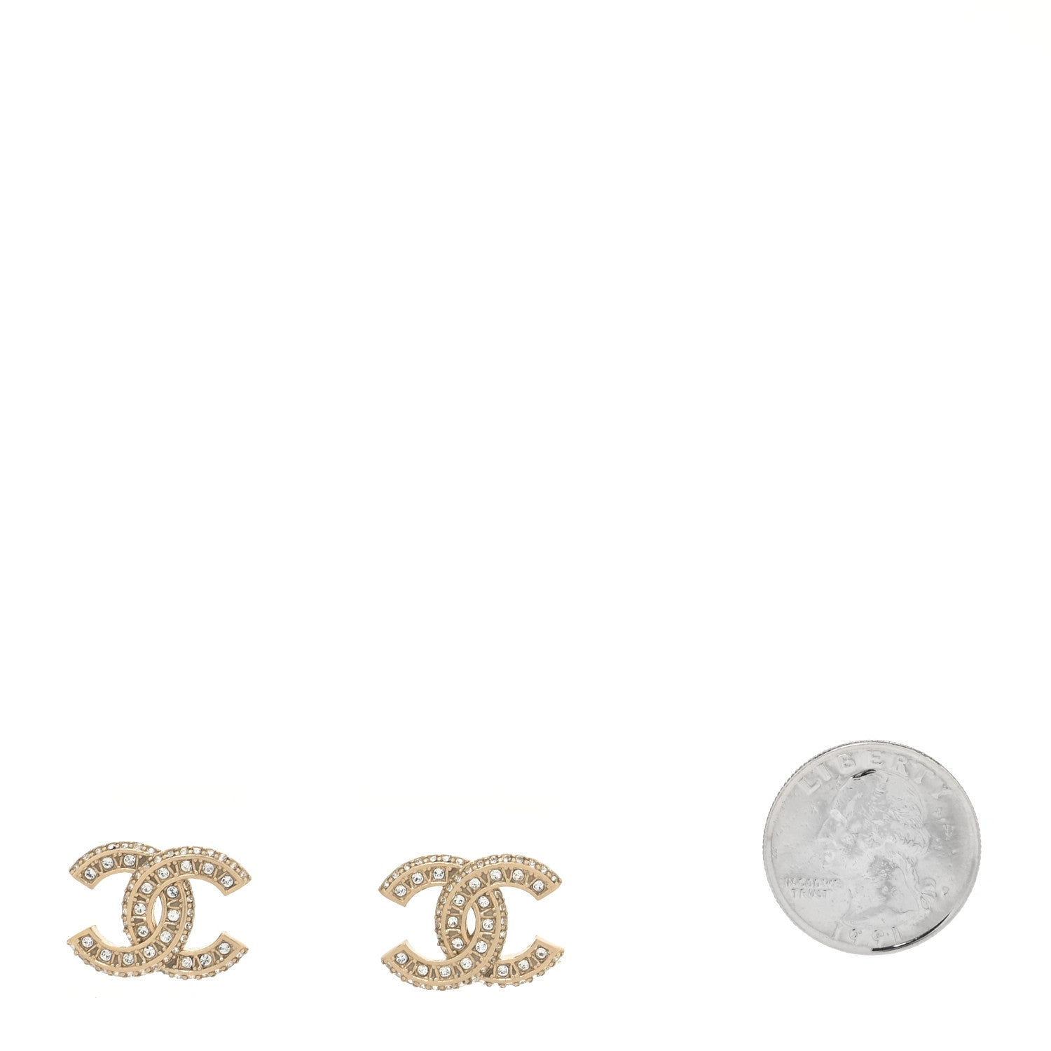 Chanel Crystal Timeless CC Earrings Light Gold 2 of 4