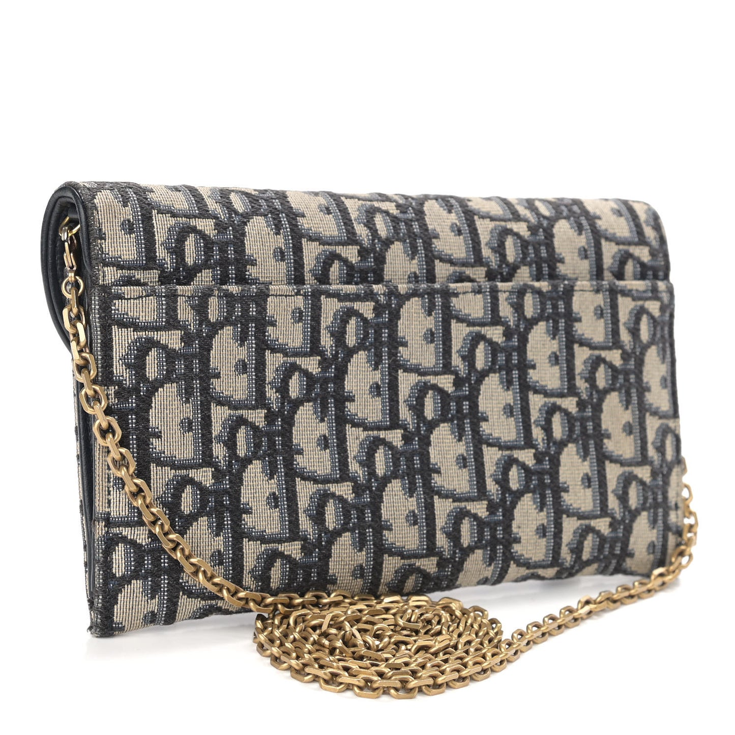 Oblique Saddle Chain Long Wallet Blue