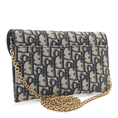 Christian Dior Oblique Saddle Chain Long Wallet Blue 3 of 11