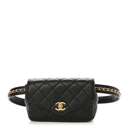 Chanel Lambskin Quilted Flap Waist Belt Bag Black 1 of 12