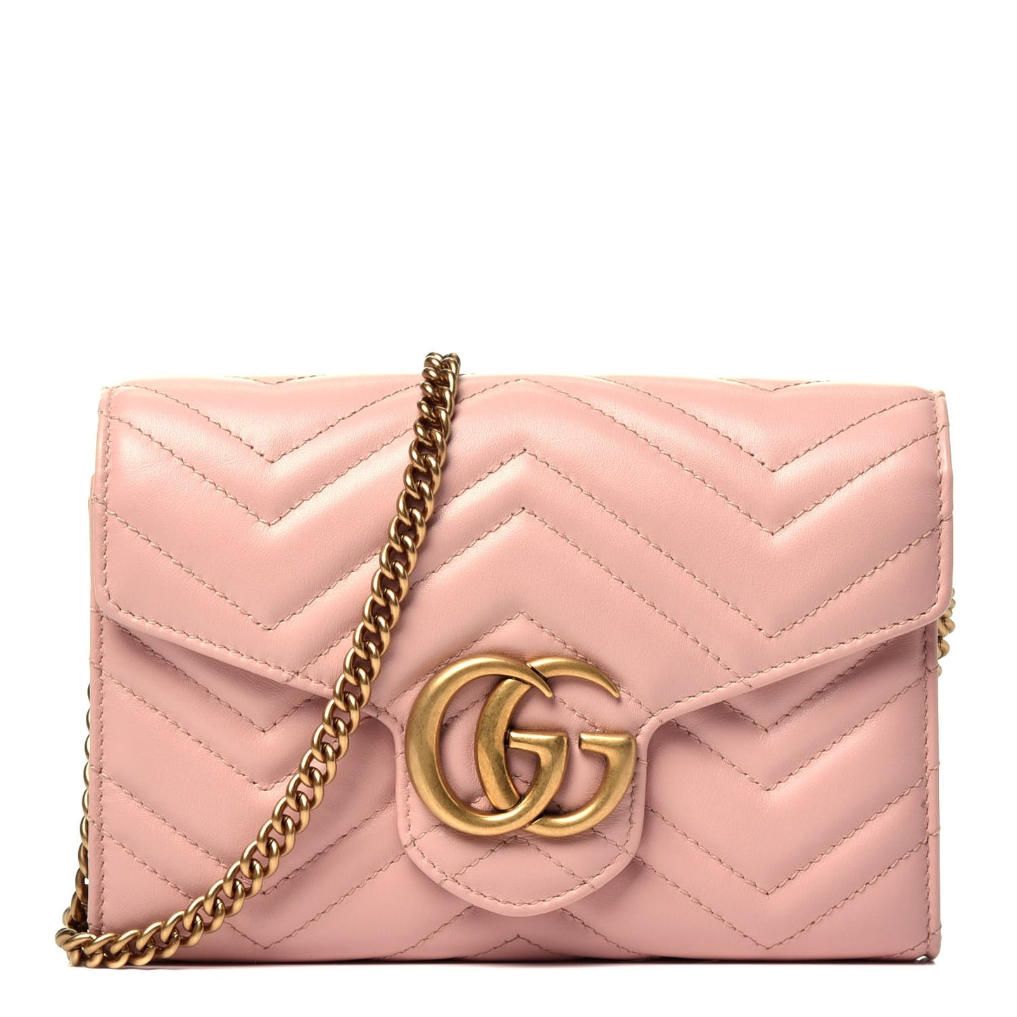 Calfskin Matelasse GG Marmont Chain Wallet Perfect Pink