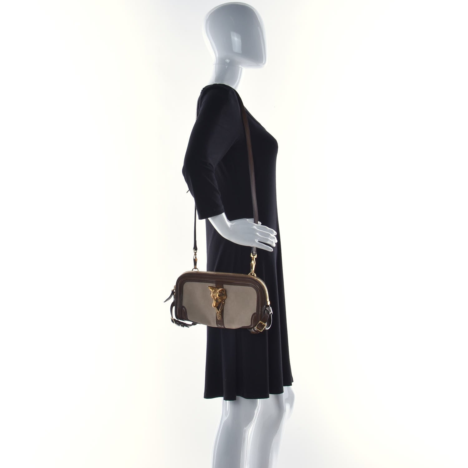 Burberry Bridle Nubuck Alma Fox Clutch Taupe Brown 2 of 12
