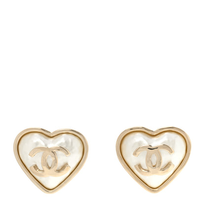 Chanel Pearl CC Heart Earrings Gold 1 of 4