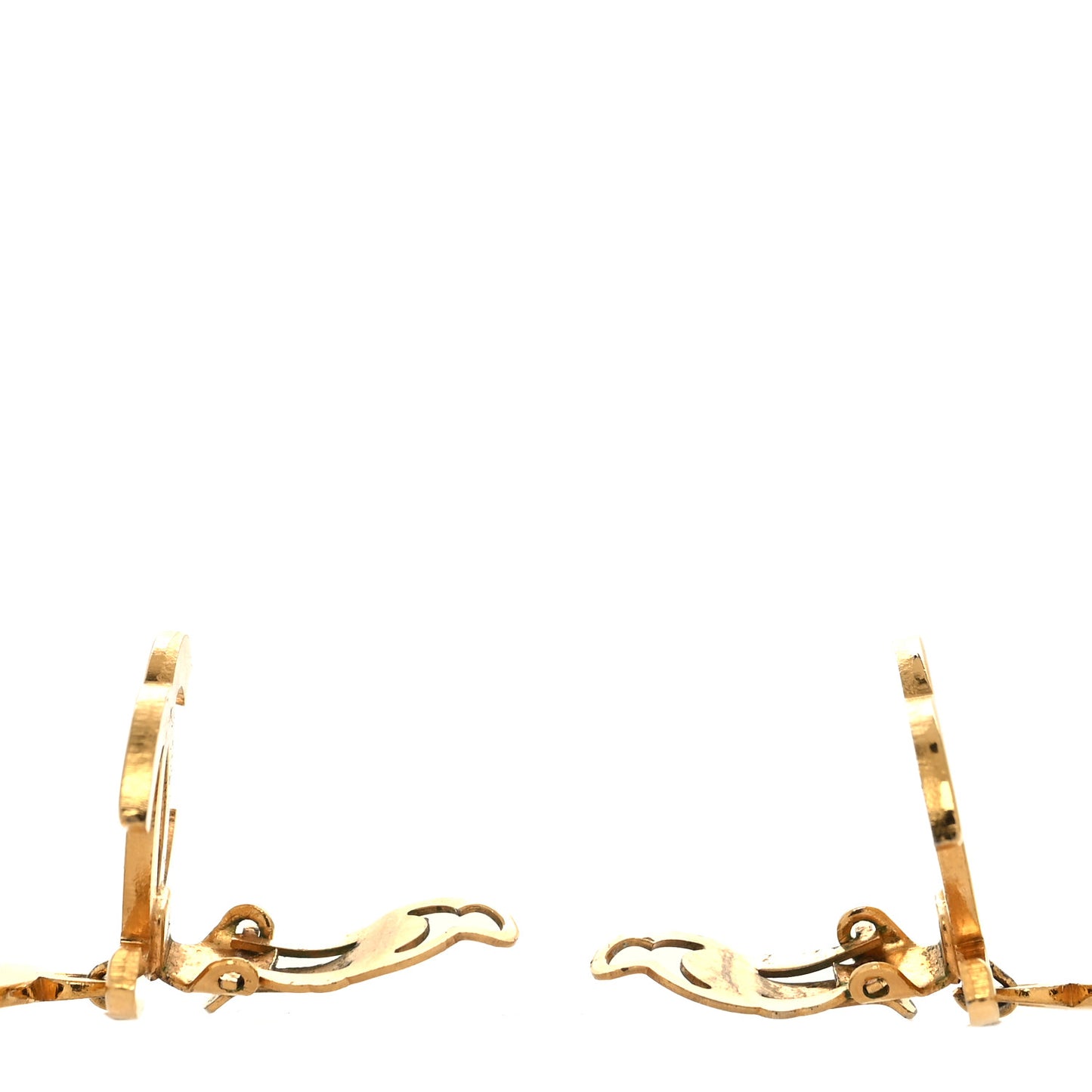 Metal CC Circle Drop Clip On Earrings Gold