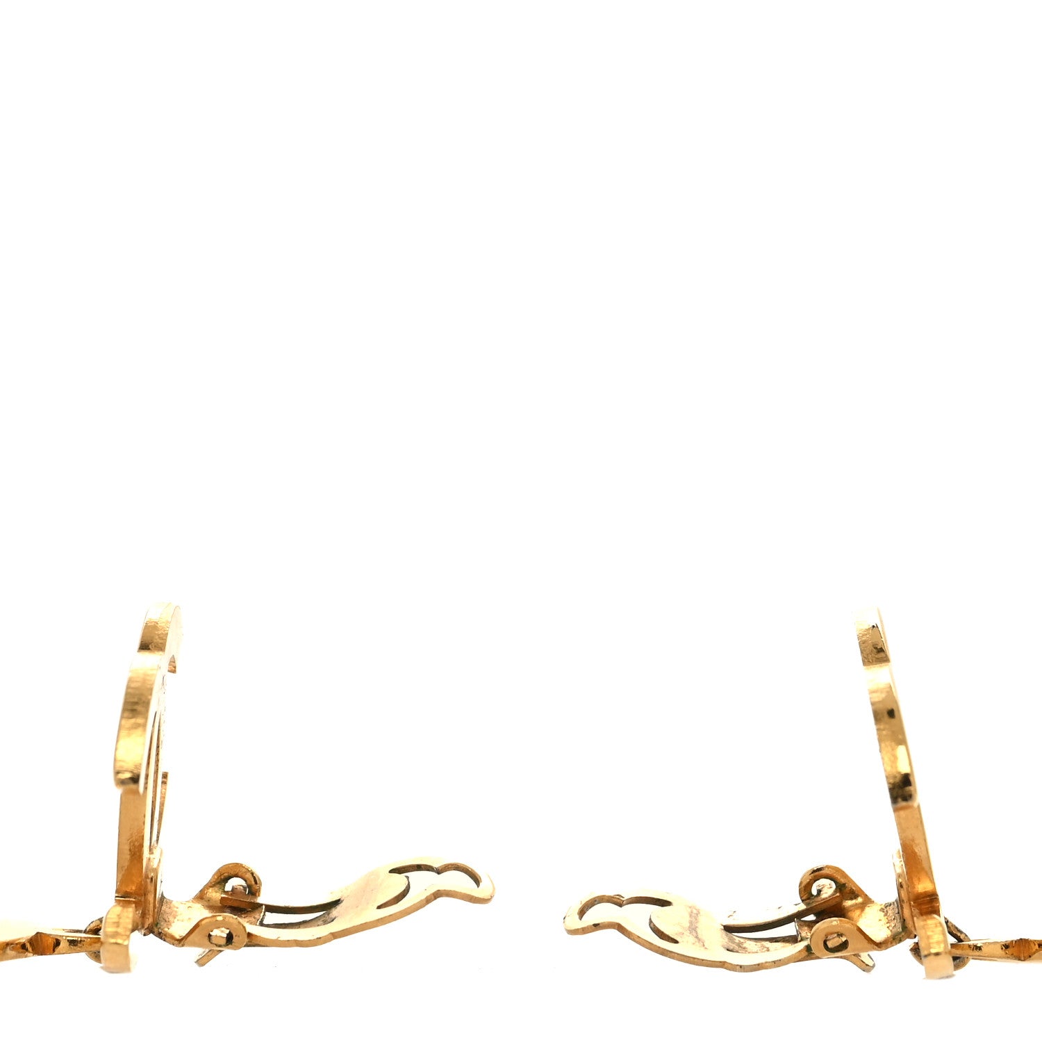 Chanel Metal CC Circle Drop Clip On Earrings Gold 3 of 4