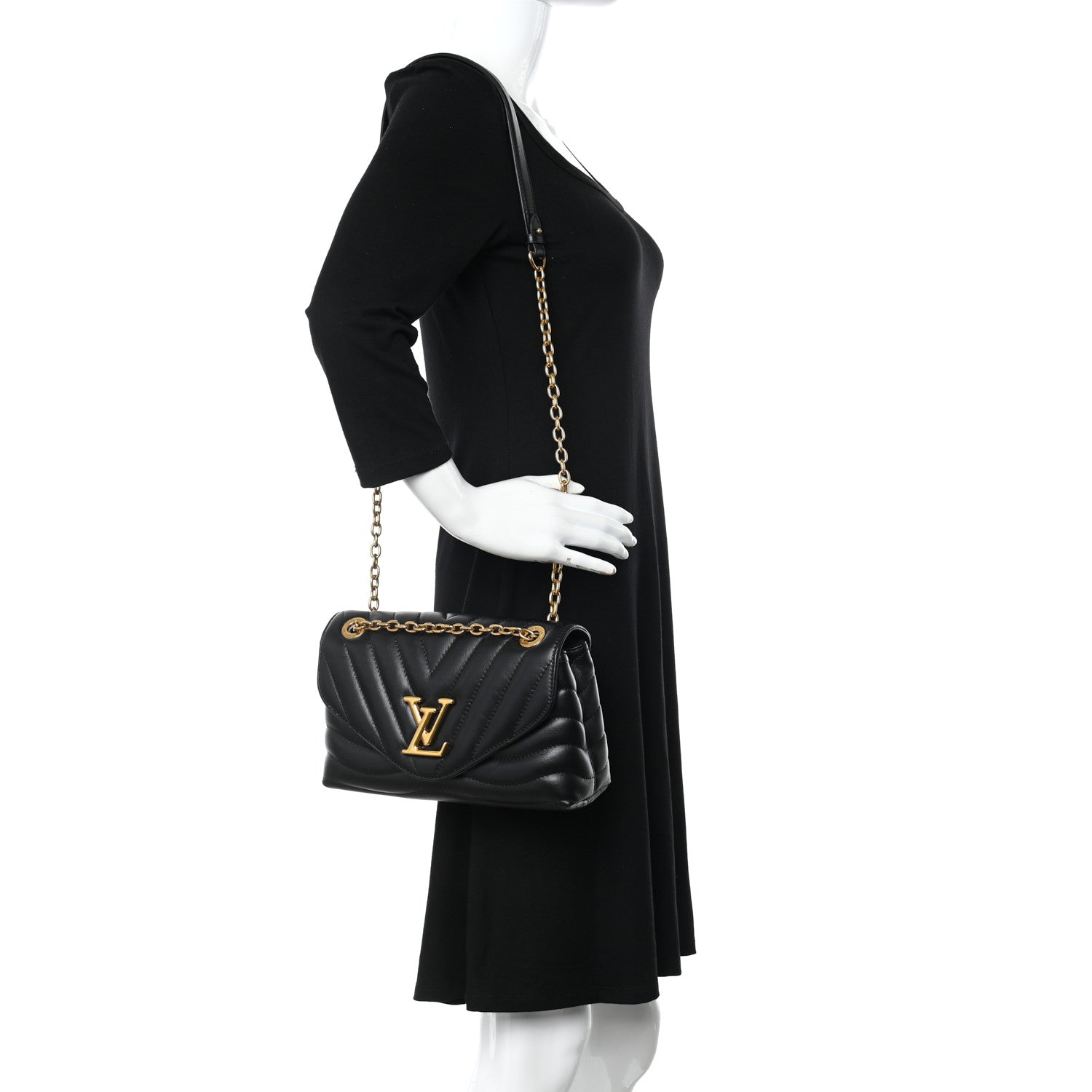 Louis Vuitton Calfskin LV New Wave Chain Bag Black 2 of 10