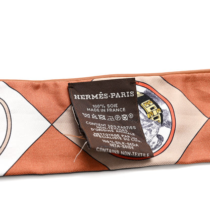 Hermes Silk Colliers et Chiens Twilly Black Caramel White 4 of 4