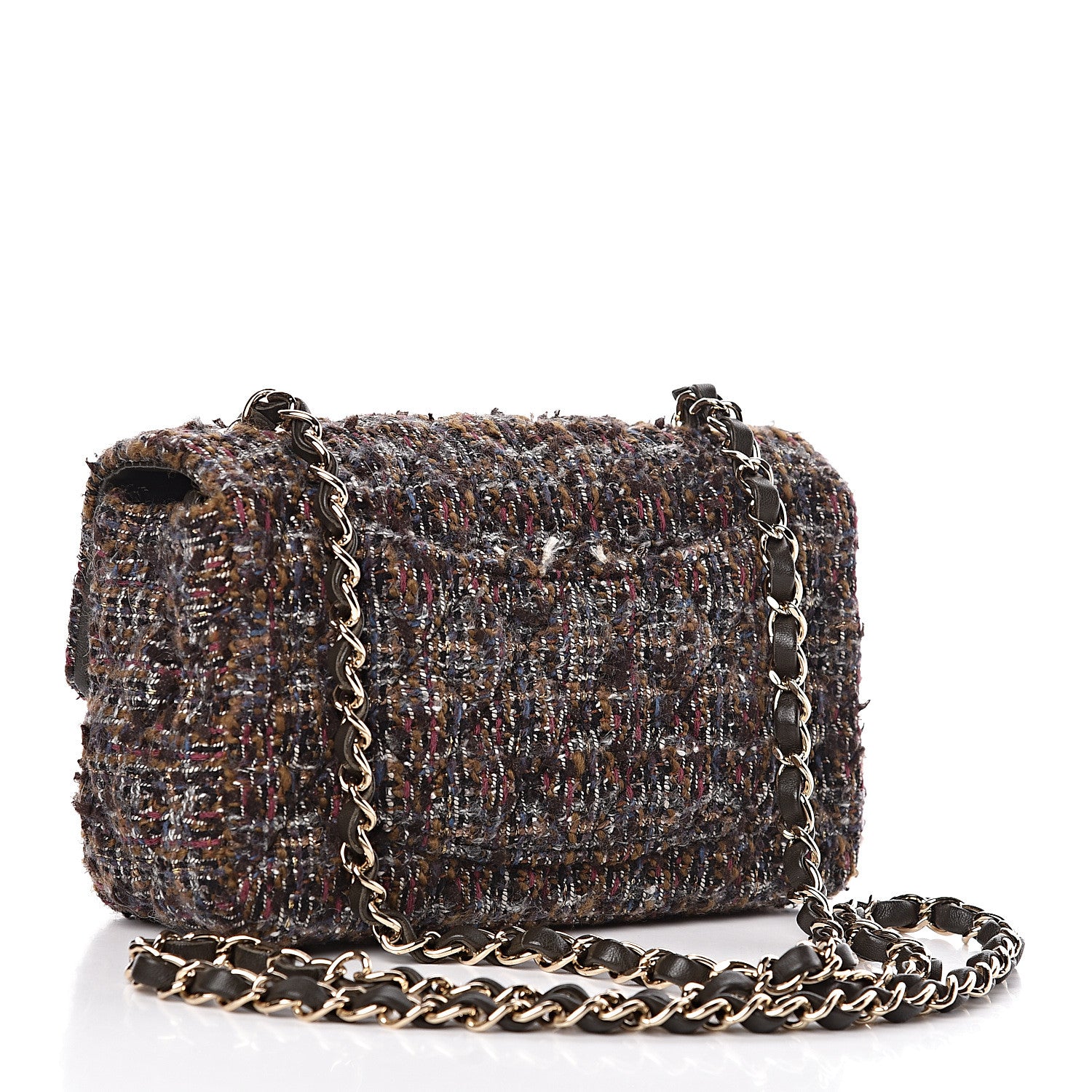 Chanel Tweed Quilted Mini Rectangular Flap Beige 3 of 11