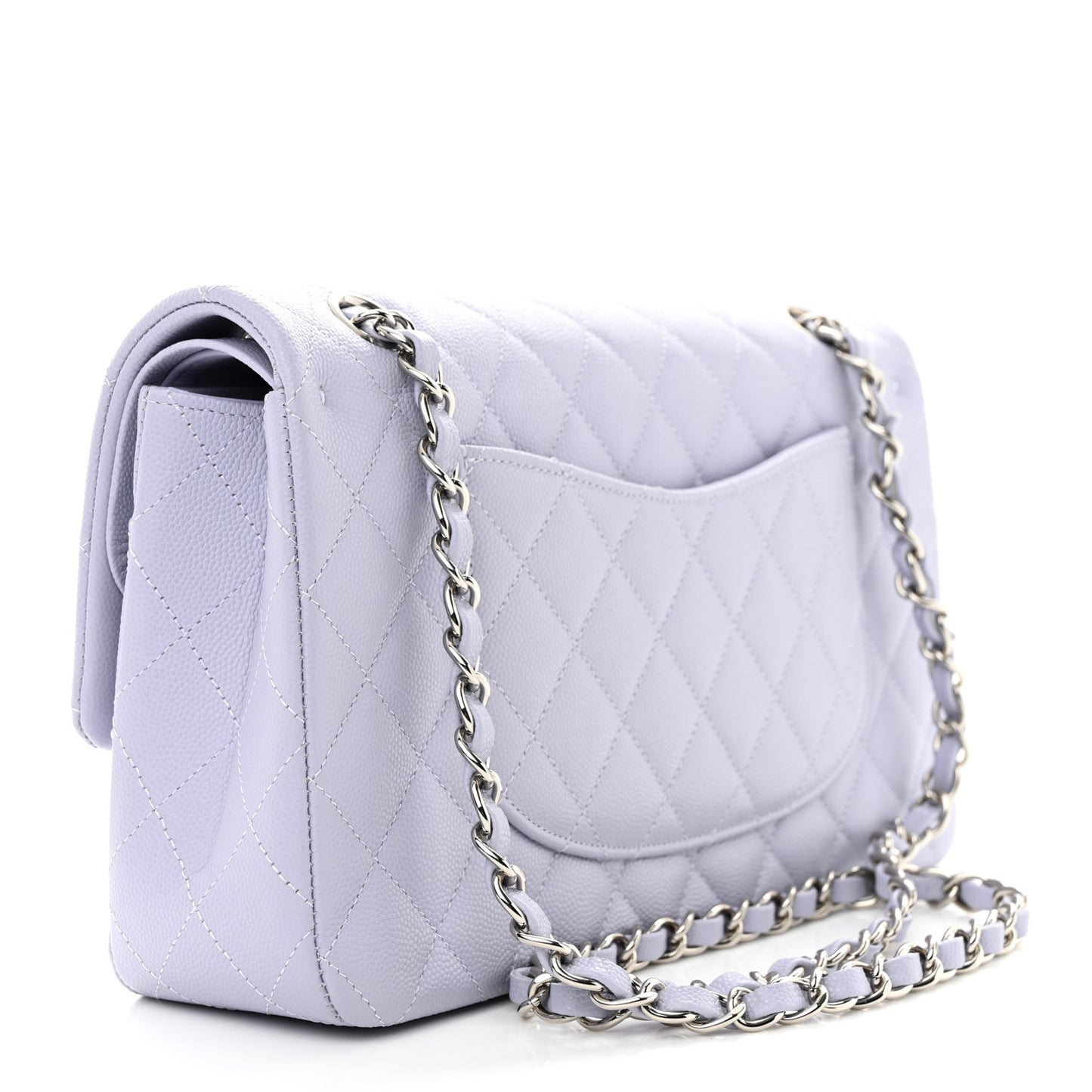 Caviar Quilted Medium Double Flap Light Purple