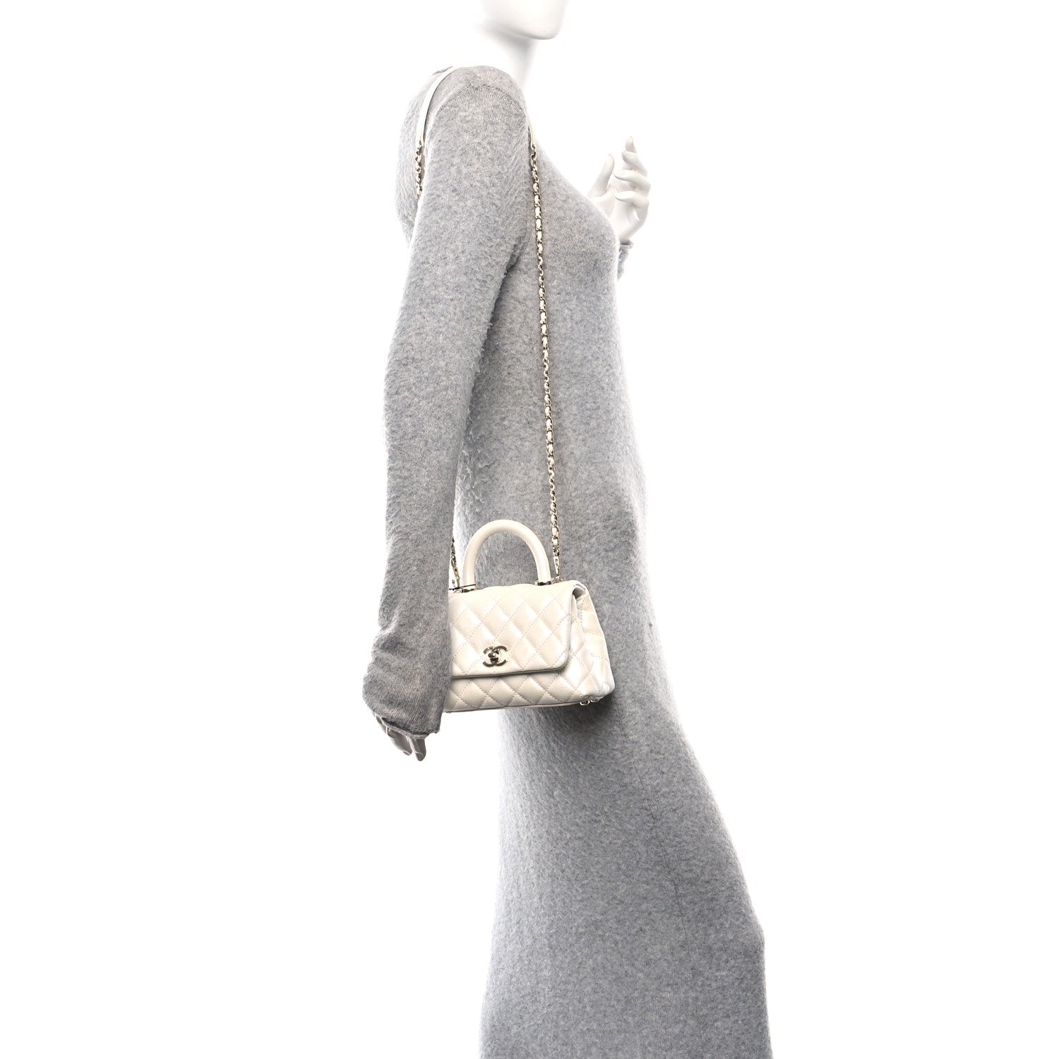Chanel Iridescent Caviar Quilted Extra Mini Coco Handle Flap White 3 of 10