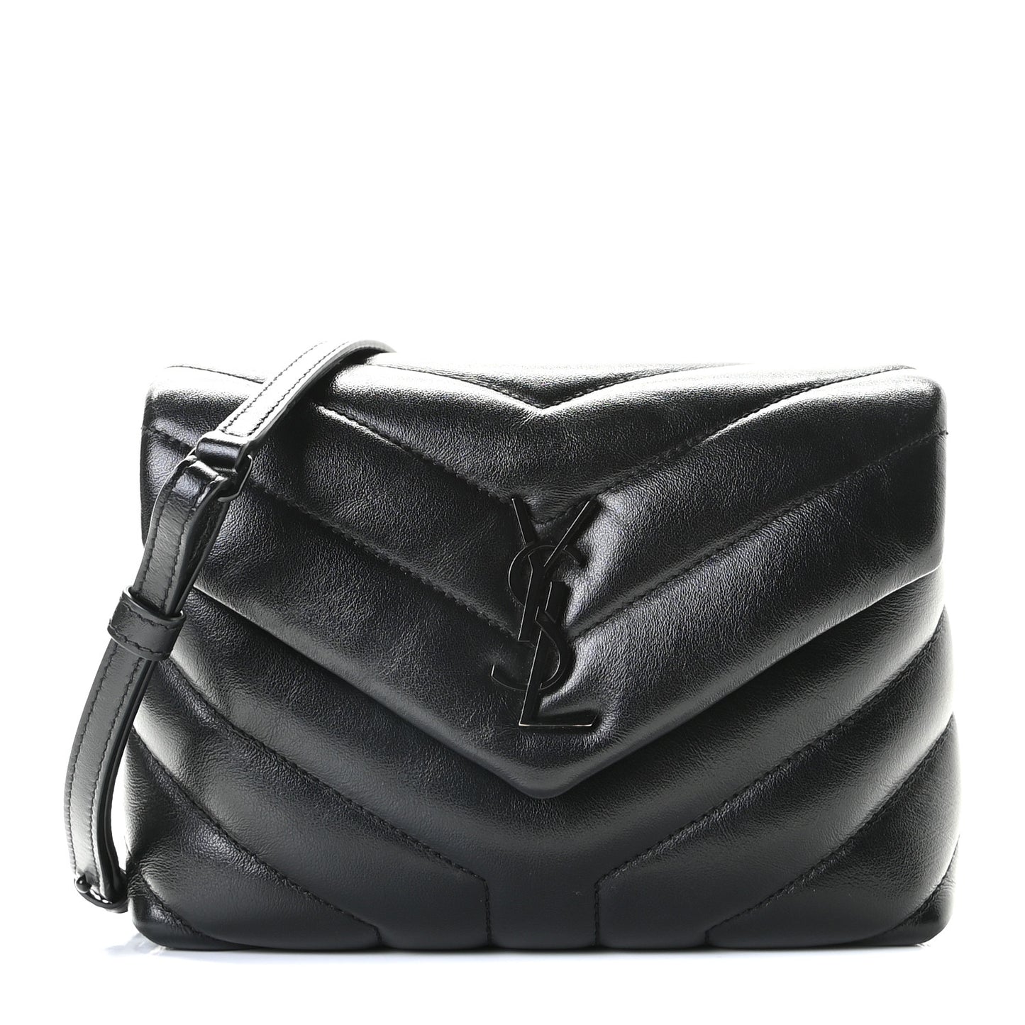 Calfskin Y Quilted Monogram Toy Loulou Crossbody Bag Black
