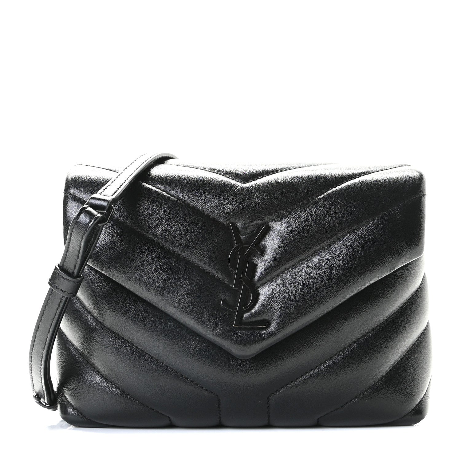 Saint Laurent Calfskin Y Quilted Monogram Toy Loulou Crossbody Bag Black 1 of 10