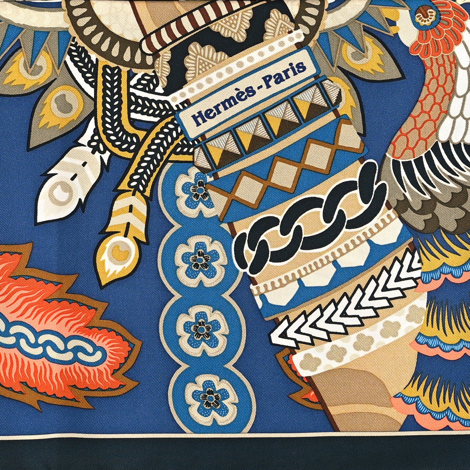 Hermes Silk Twill Duo Cosmique Scarf 90 Vert Black Corail 2 of 5