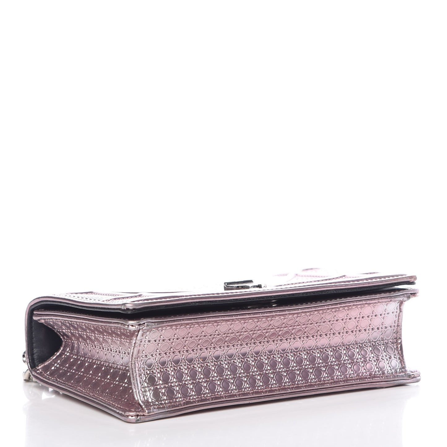 Metallic Patent Micro-Cannage Mini Diorama Flap Bag Pink