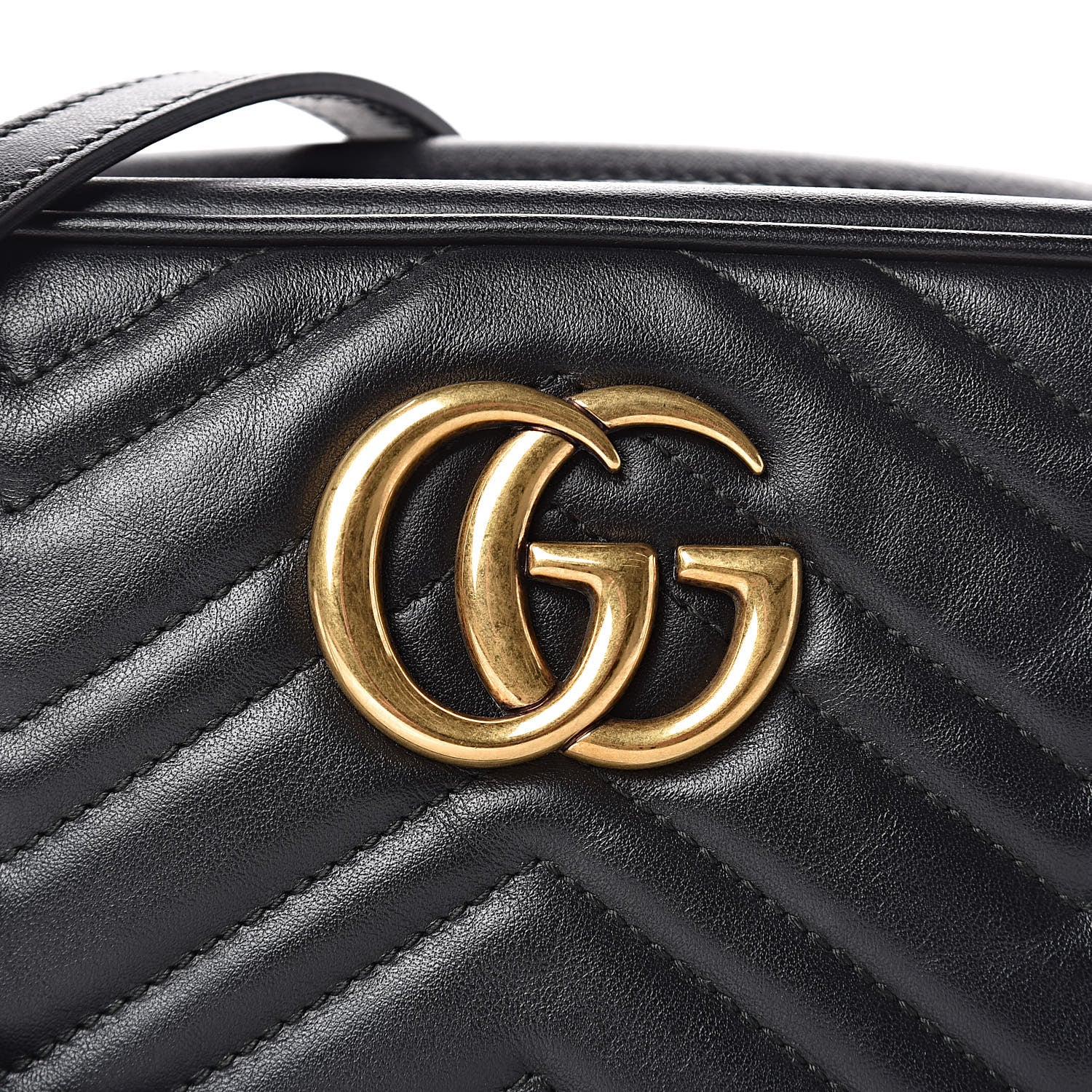 Gucci Calfskin Matelasse Small GG Marmont Chain Shoulder Bag Black 8 of 10