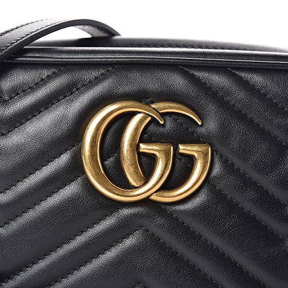 Gucci Calfskin Matelasse Small GG Marmont Chain Shoulder Bag Black 8 of 10