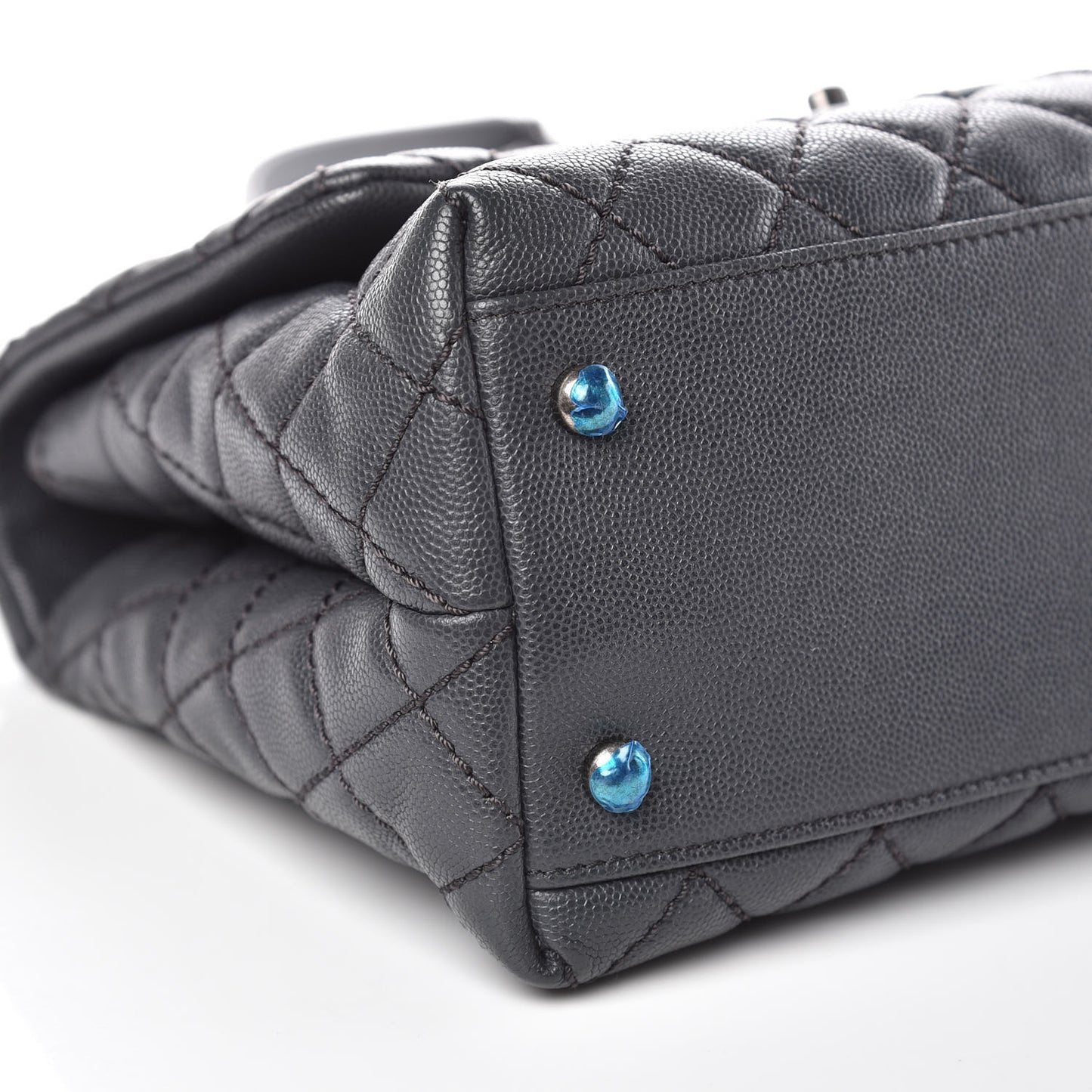 Caviar Lizard Quilted Small Coco Handle Flap Dark Grey