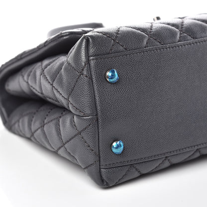 Chanel Caviar Lizard Quilted Small Coco Handle Flap Dark Grey 10 of 11