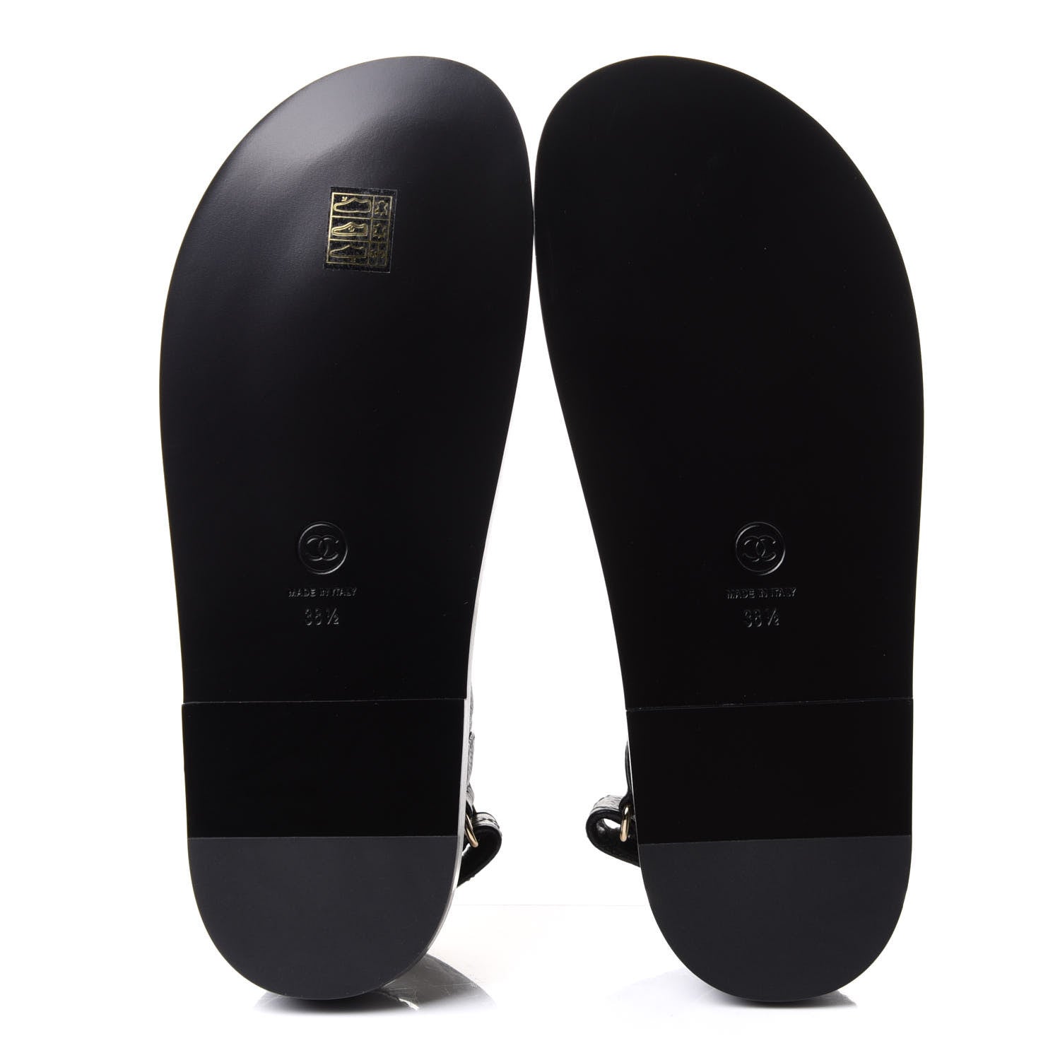 Chanel Grained Calfskin Velcro Dad Sandals 38.5 Black 5 of 10