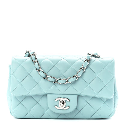 Chanel Lambskin Quilted Mini Rectangular Flap Light Blue 1 of 11