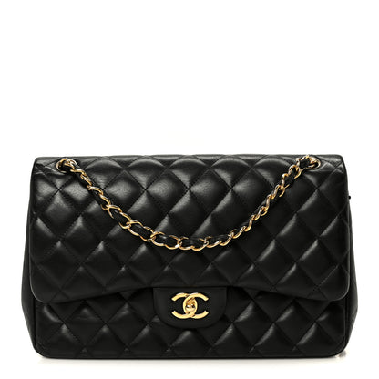 Chanel Lambskin Quilted Jumbo Double Flap Black 1 of 11