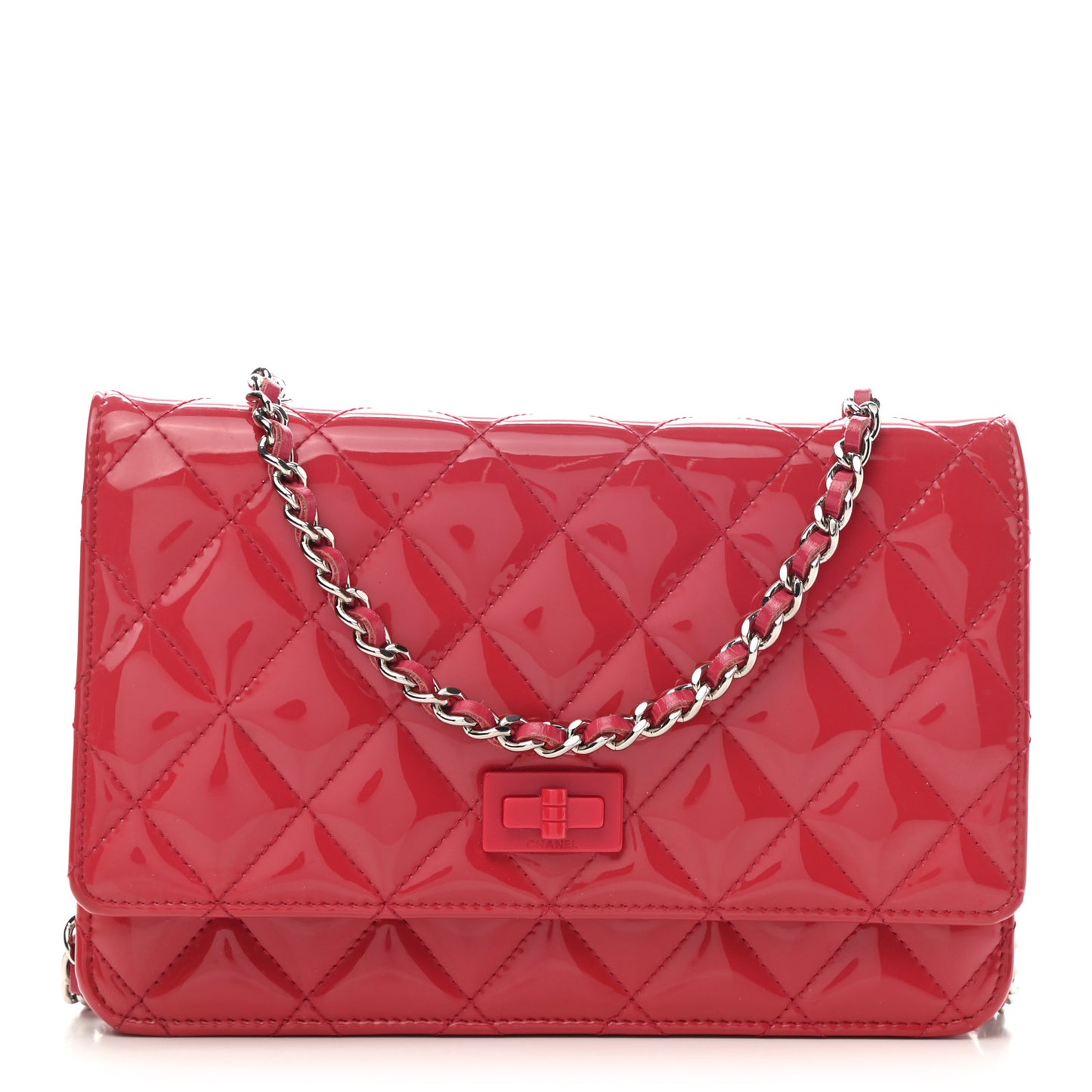 Patent Calfskin Quilted Reissue Wallet On Chain WOC Pink