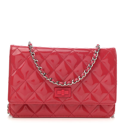 Chanel Patent Calfskin Quilted Reissue Wallet On Chain WOC Pink 1 of 10