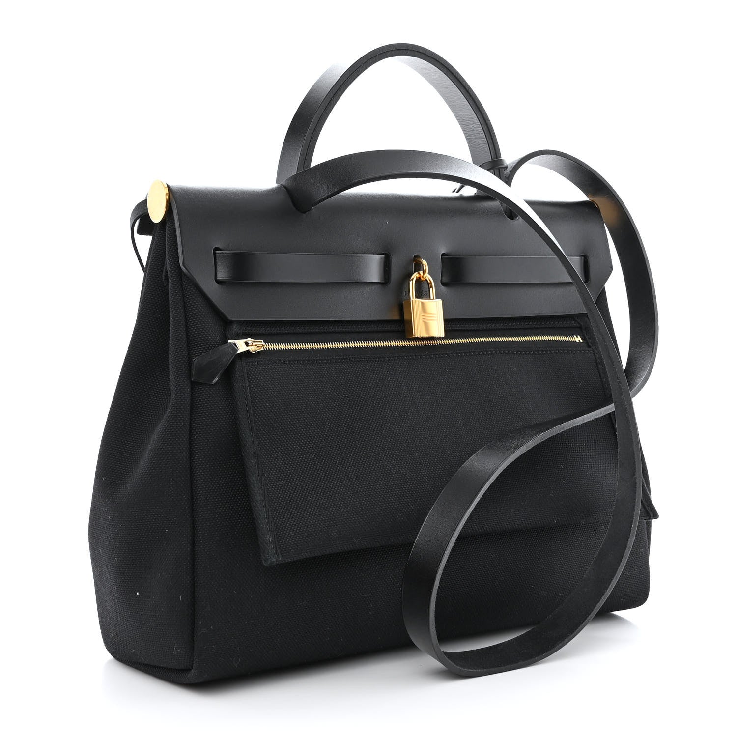 Hermes Military Toile Vache Hunter Herbag Zip PM 31 Black 4 of 13