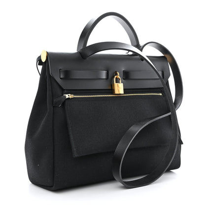 Hermes Military Toile Vache Hunter Herbag Zip PM 31 Black 4 of 13