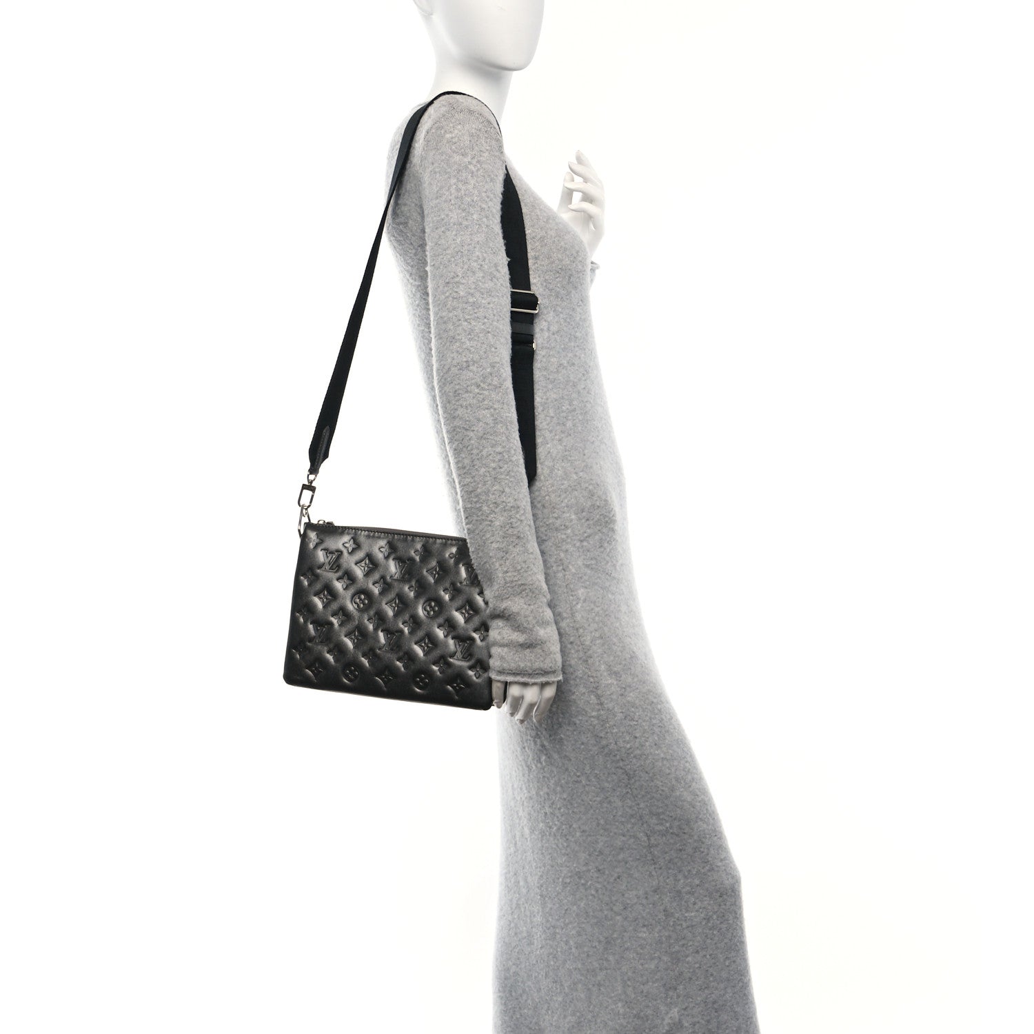 Louis Vuitton Lambskin Embossed Monogram Coussin PM Anthracite 2 of 9