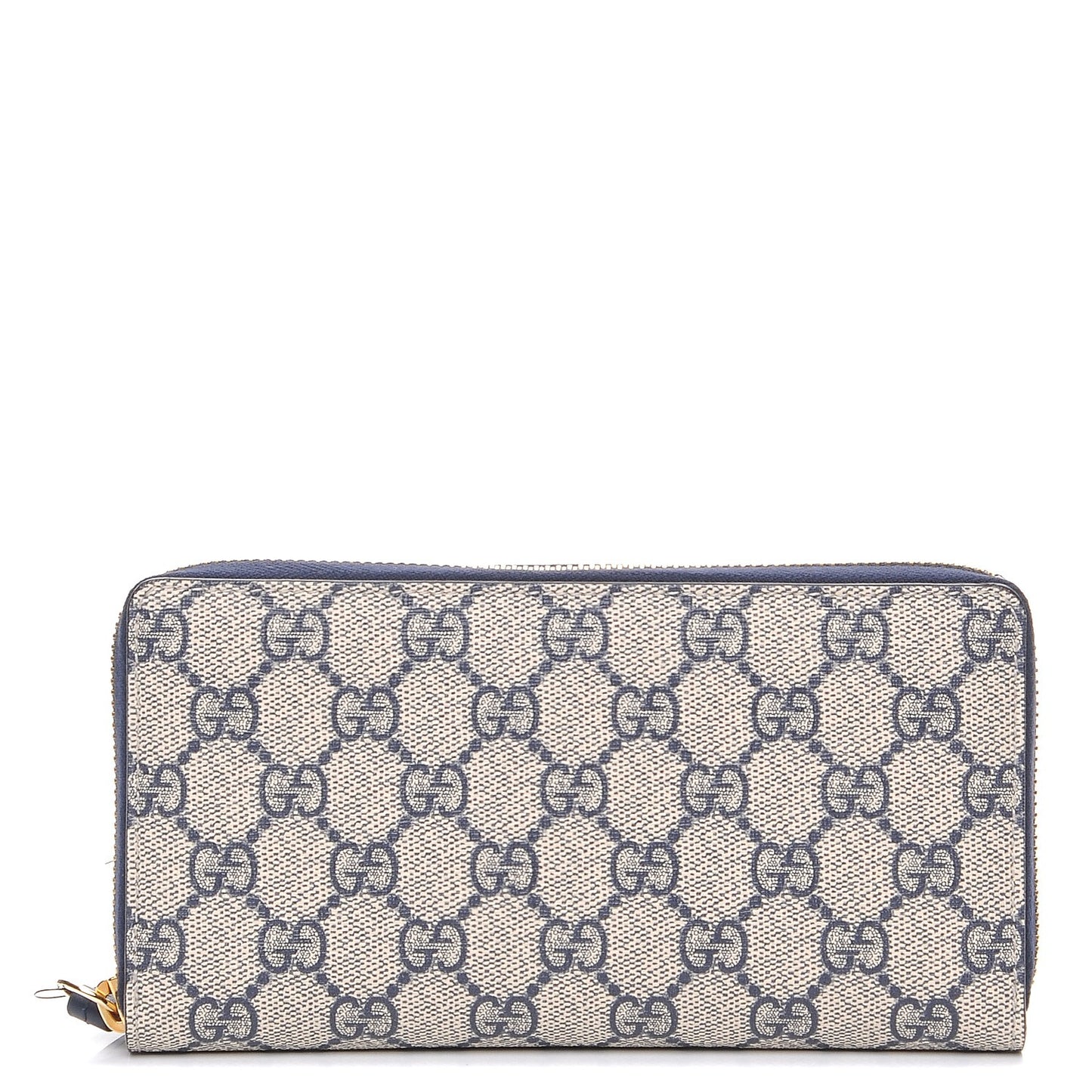 GG Supreme Monogram Moon Calfskin Zip Around Wallet Beige Blue