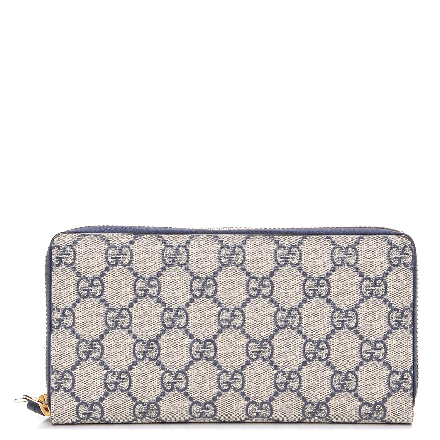 Gucci GG Supreme Monogram Moon Calfskin Zip Around Wallet Beige Blue 1 of 8