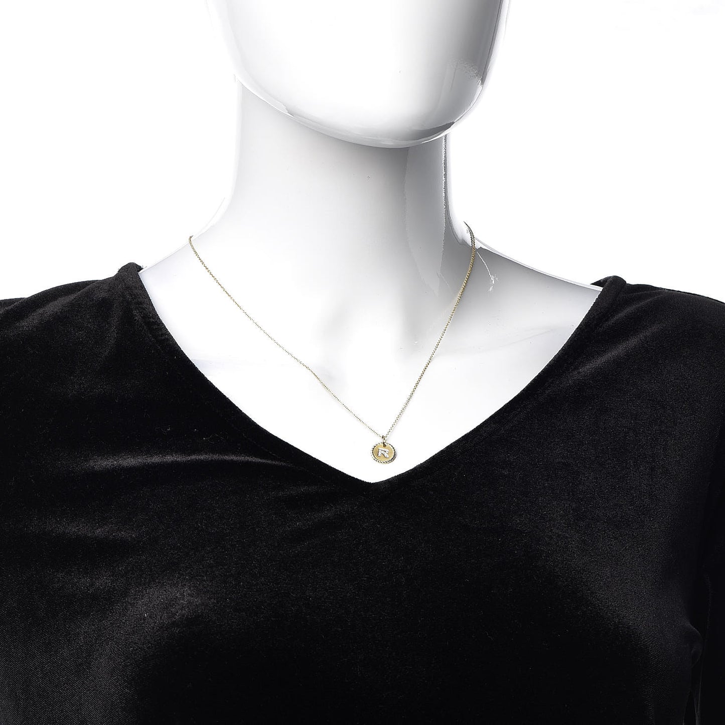 18K Yellow Gold Diamond Initial R Charm Necklace