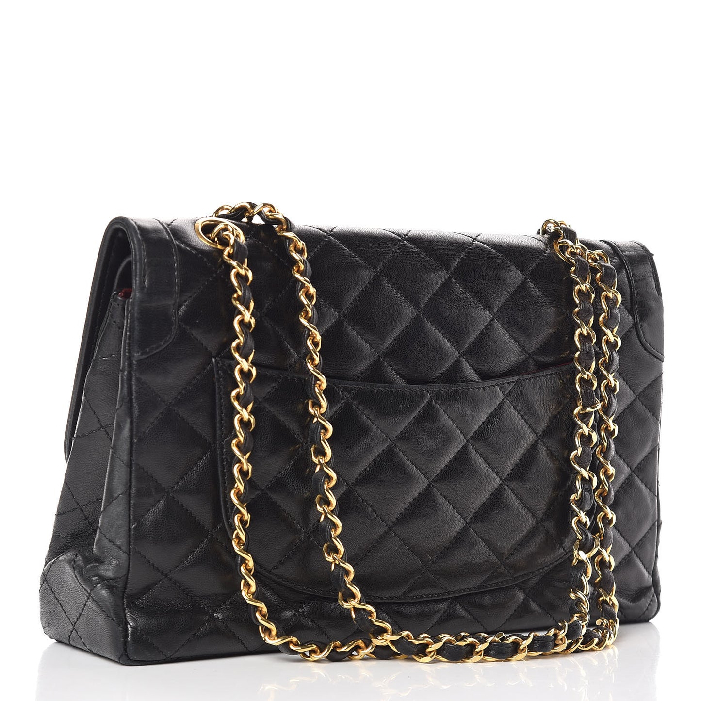 Lambskin Quilted Medium Double Flap Bag Black