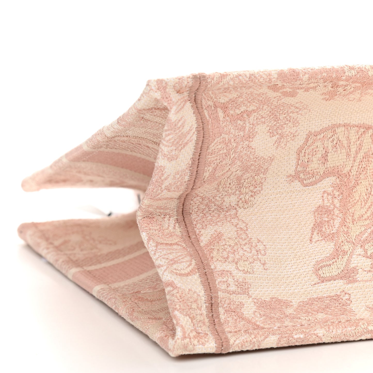 Canvas Toile De Jouy Embroidered Medium Book Tote Rose