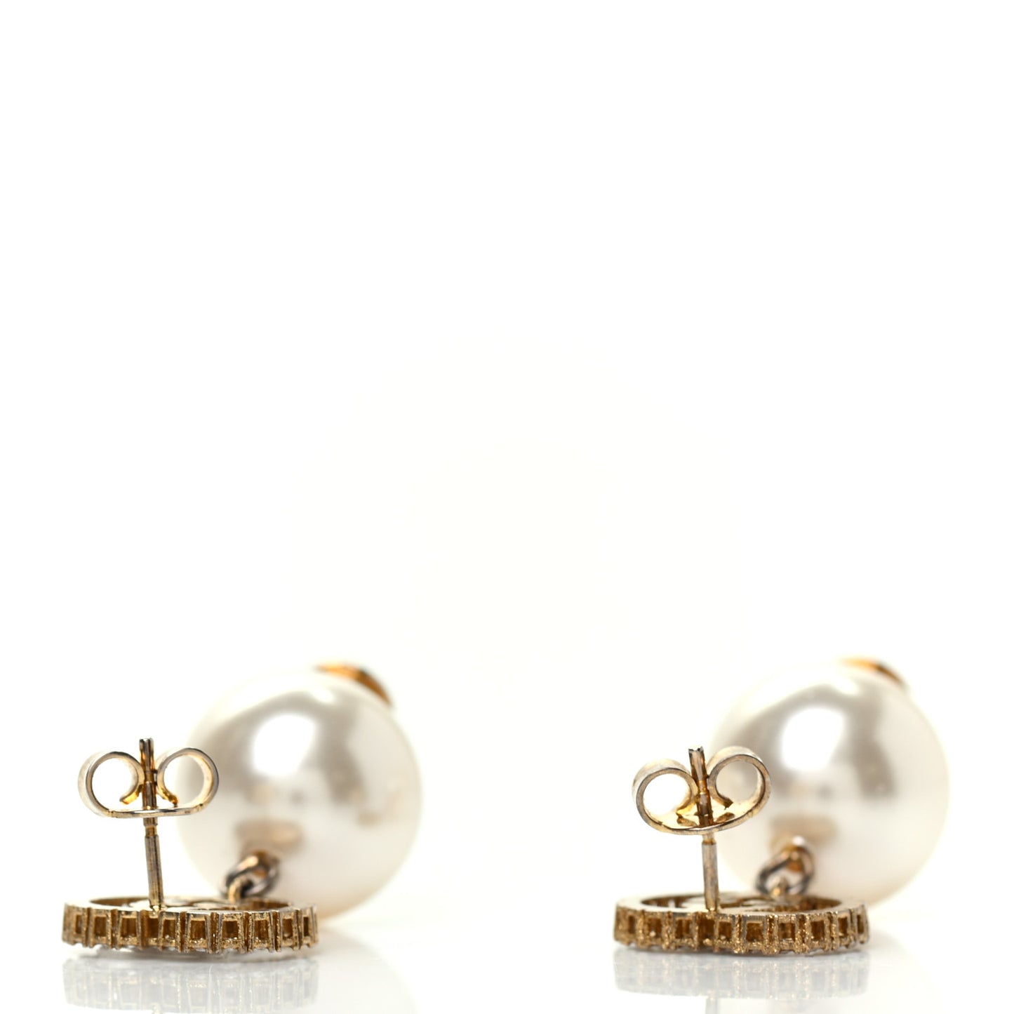 Metal Crystal Pearl Interlocking G Earrings Shiny Gold