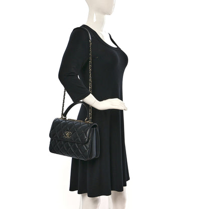 Chanel Lambskin Quilted Small Trendy CC Chain Dual Handle Flap Bag Black 2 of 9