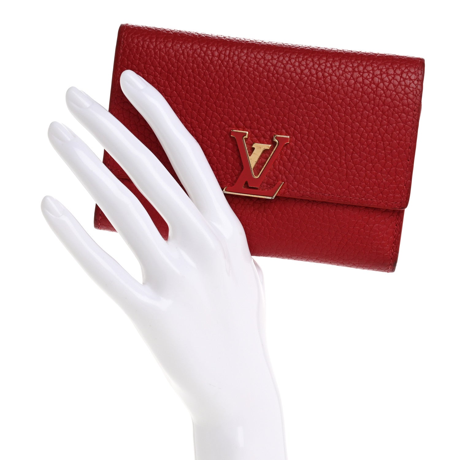 Louis Vuitton Taurillon Capucines Compact Wallet Rubis 2 of 14