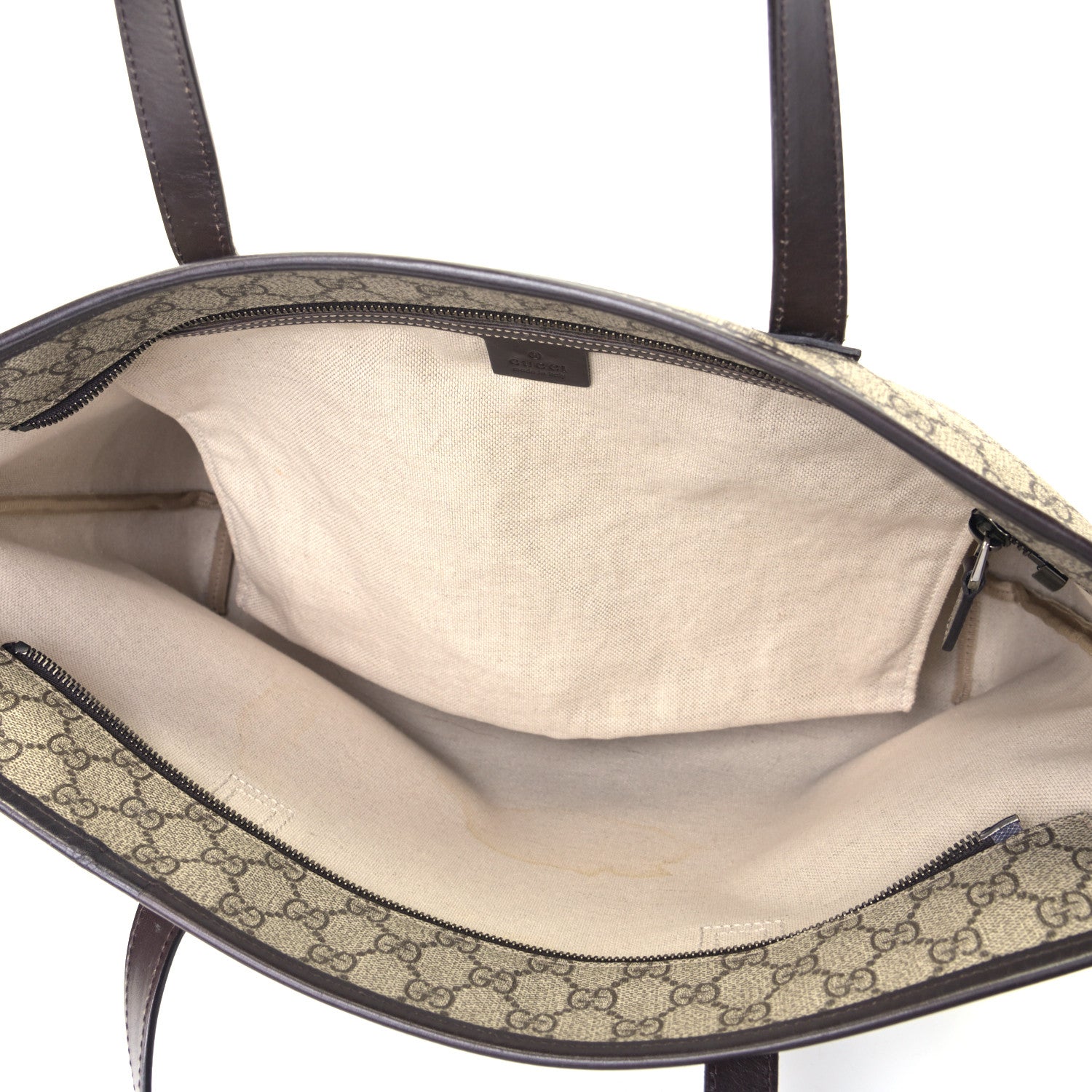 Gucci GG Supreme Monogram Medium Zippered Shopping Tote Dark Brown 4 of 5
