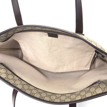 Gucci GG Supreme Monogram Medium Zippered Shopping Tote Dark Brown 4 of 5