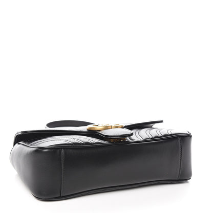 Gucci Calfskin Matelasse Small GG Marmont Shoulder Bag Black 3 of 9