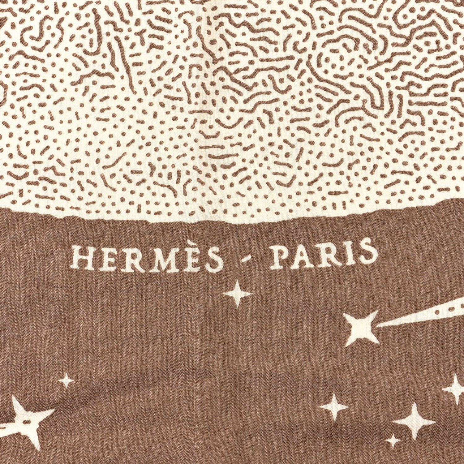 Hermes Silk Cashmere Clair De Lune Shawl 140 Camel White 3 of 3