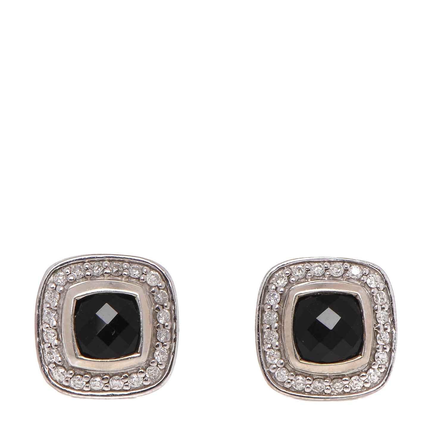 Sterling Silver Diamond Black Onyx 5mm Petite Albion Earrings