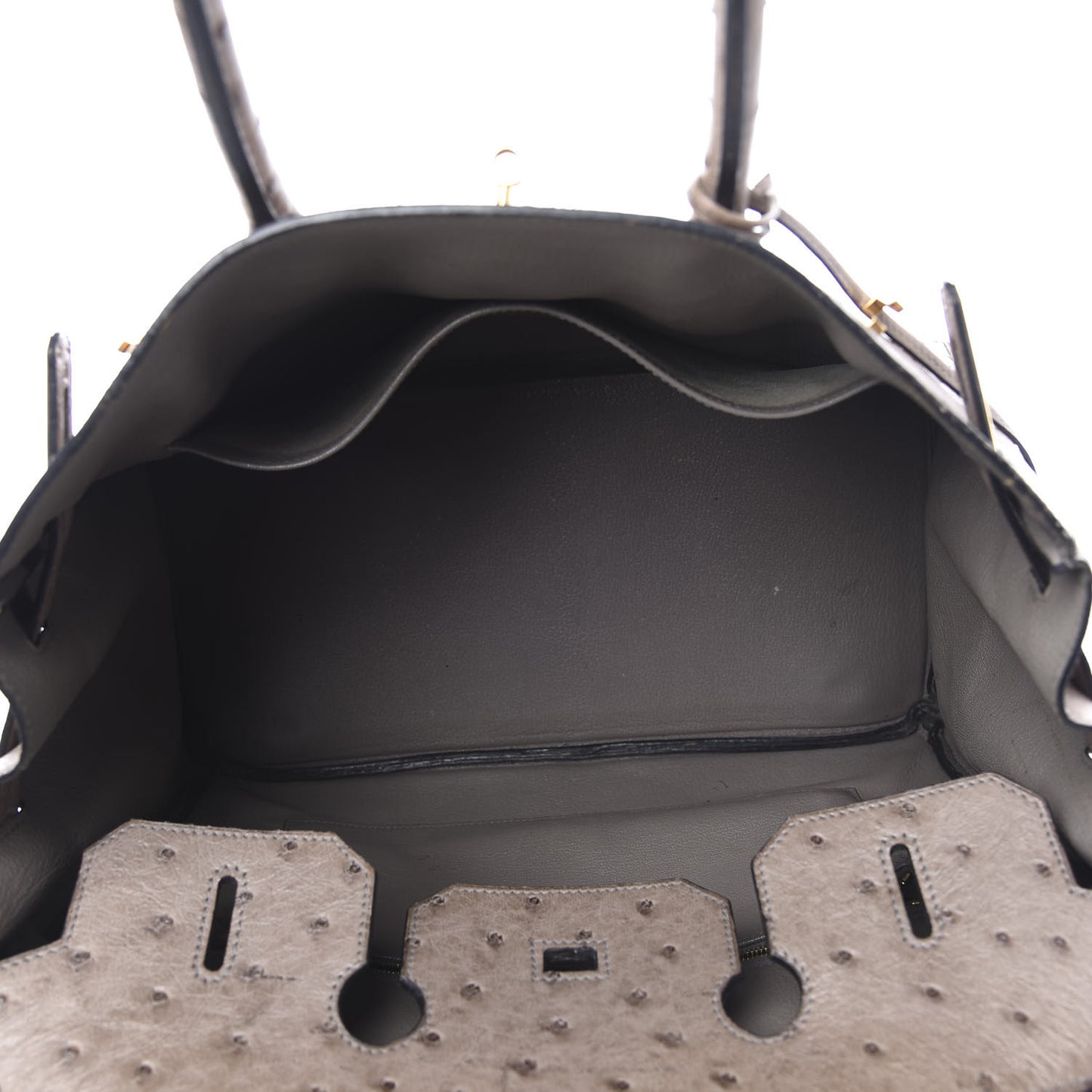 Ostrich Birkin 35 Gris Tourterelle