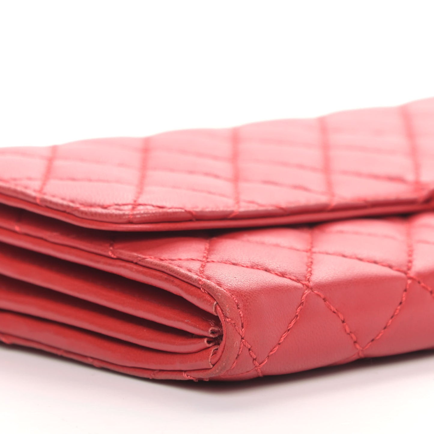Lambskin Quilted Chain Clutch Flap Red